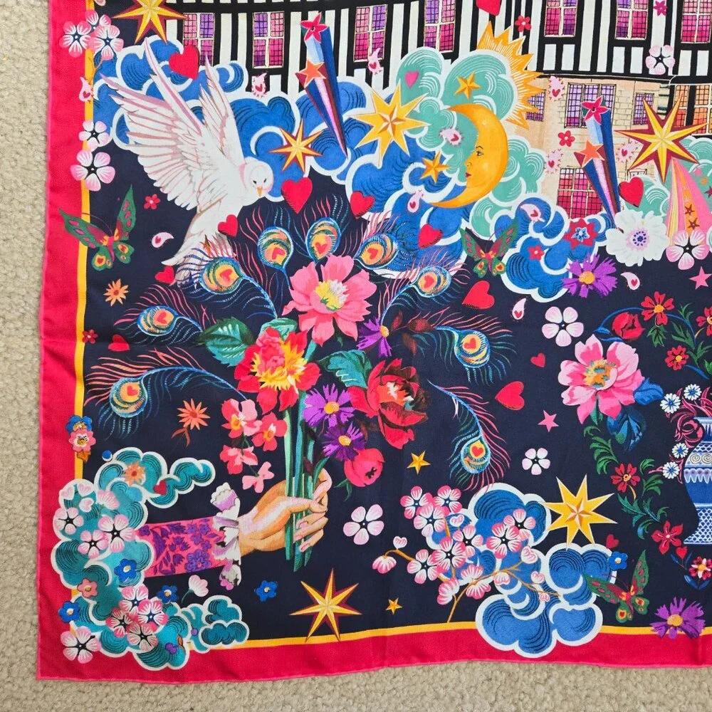 NWOT Liberty Love Navy Silk Twill Scarf Limited Collectible